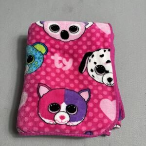 TY Beanie Boos Plush Throw Blanket Pink Hearts Koala Bear Kids Soft Fluffy 2015